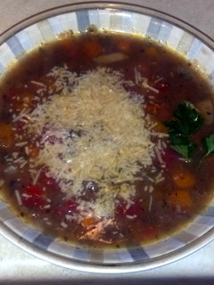 A picture of Cowboy's Roasted Eggplant Vegetable Soup.