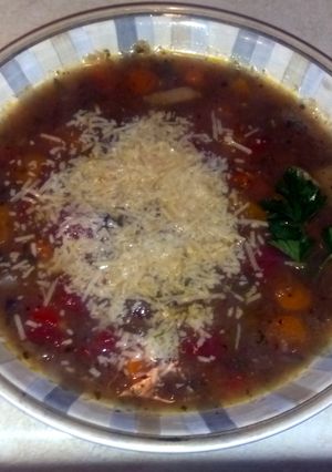 A picture of Cowboy's Roasted Eggplant Vegetable Soup.