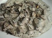 Una foto de crema portobello