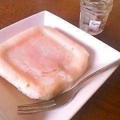 A picture of Okara Steamed Cake in the Microwave.