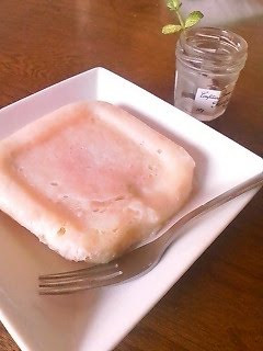 A picture of Okara Steamed Cake in the Microwave.
