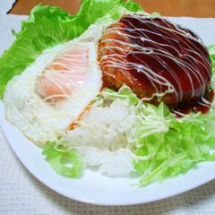 A picture of Healthy Loco Moco with Sardine Hamburgers.