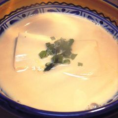 A picture of Soy Milk and Tofu Soup with Chicken Stock in 5 Minutes.
