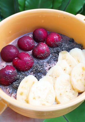 รูปของ Overnight oatmeal cherry 🍒 🍫choco🍌 banana อาหารเช้าคลีน