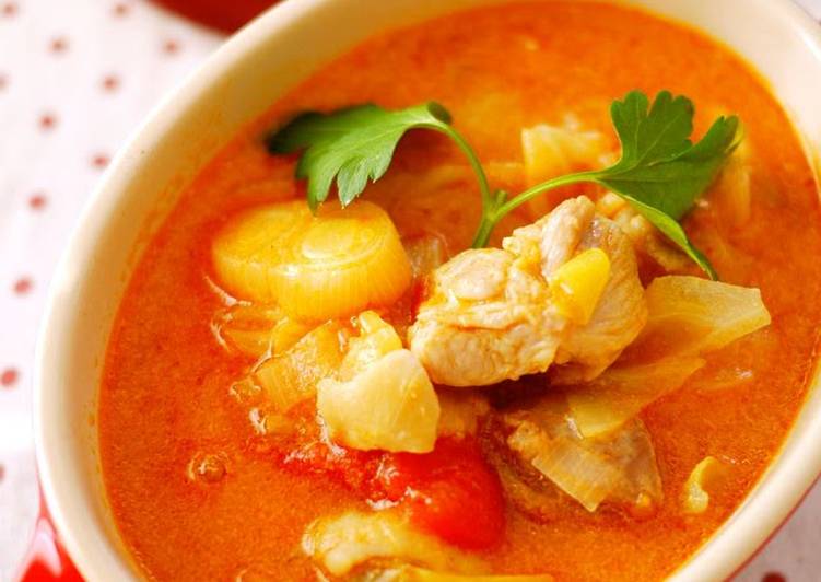 Easy Perfect with Rice! Chicken and Tomato Milk Soup