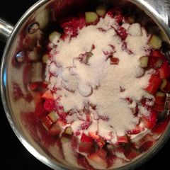 A picture of Raspberry Strawberry Rhubarb Jam.