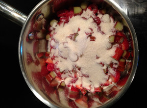A picture of Raspberry Strawberry Rhubarb Jam.