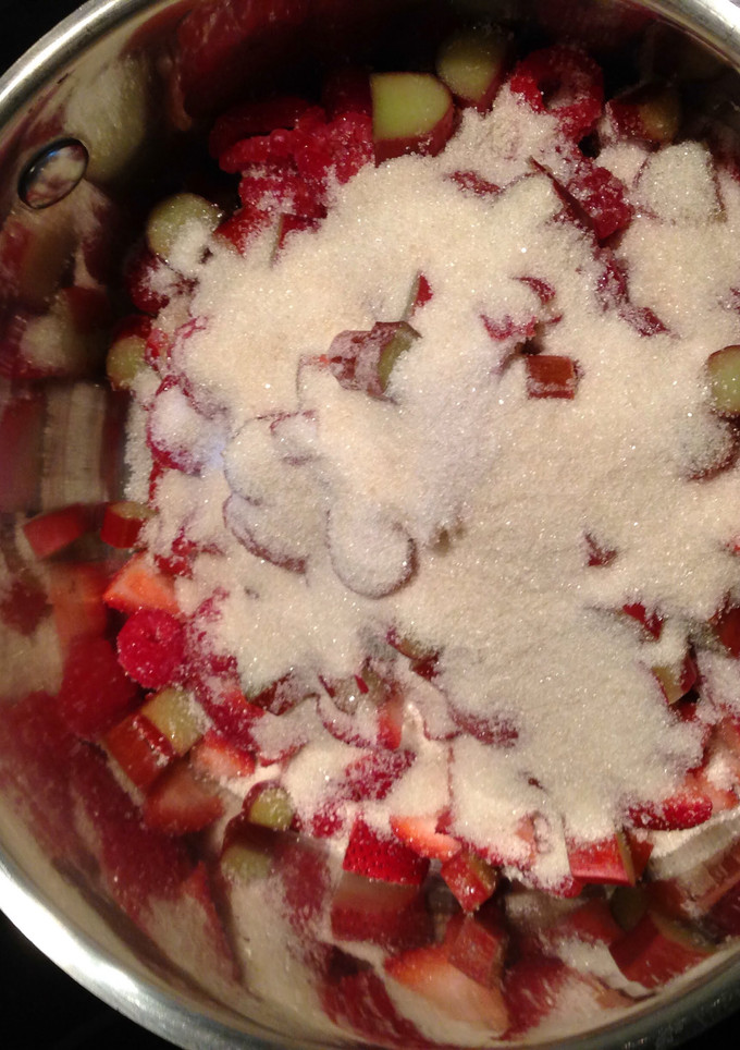 A picture of Raspberry Strawberry Rhubarb Jam.
