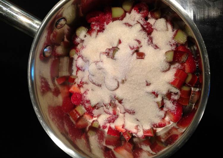 Steps to Make Any-night-of-the-week Raspberry Strawberry Rhubarb Jam