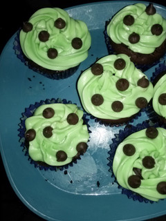 A picture of Mint Chocolate Chip Cupcakes.
