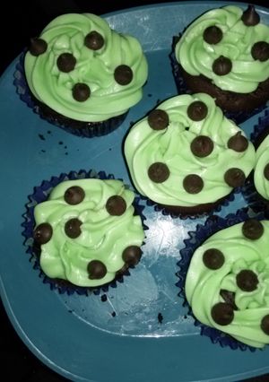 A picture of Mint Chocolate Chip Cupcakes.