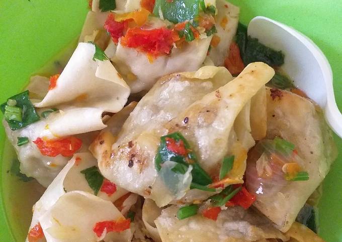 Resep Pangsit Isi Tempe Kuah Bakso Pedas Oleh Willa Excel Cookpad