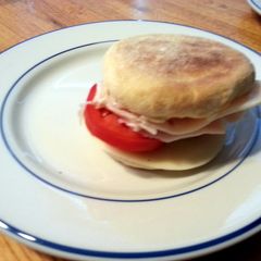 A picture of taisen's easy to go english muffin sandwich.