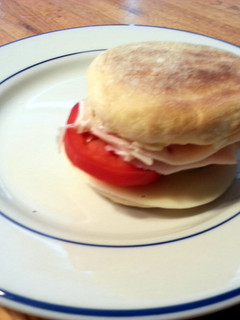 A picture of taisen's easy to go english muffin sandwich.