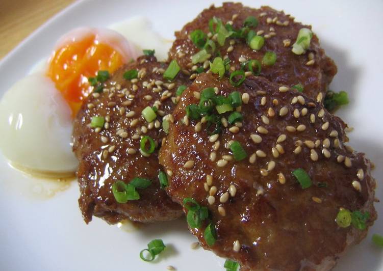 Recipe of Perfect Teriyaki Tsukune Patties With Soft Boiled Eggs