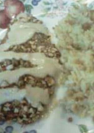 A picture of Pretzel Crusted Pork with Dijon Cream Sauce.