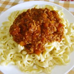 A picture of Homemade Fresh Pasta with Meat Sauce.
