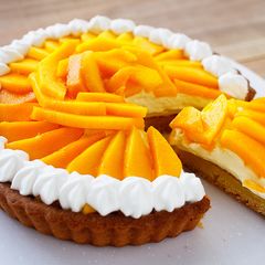 A picture of Mango Frangipane Tart | Gorgeous Orange Yellow Tart.