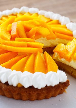 A picture of Mango Frangipane Tart | Gorgeous Orange Yellow Tart.
