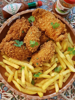 عکسی از دستور مرغ سوخاری و سیب زمینی