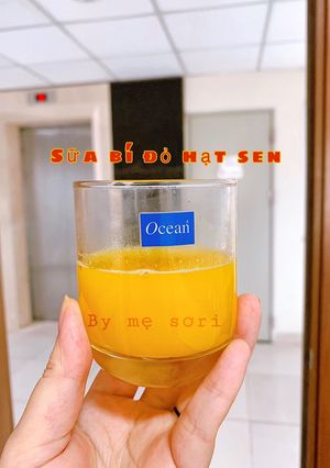Hình của món Sữa bí đỏ hạt sen.