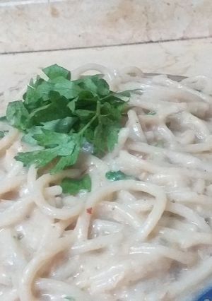 صورة لوصفة معكرونه سباغيتي بالويت صوص والتونه