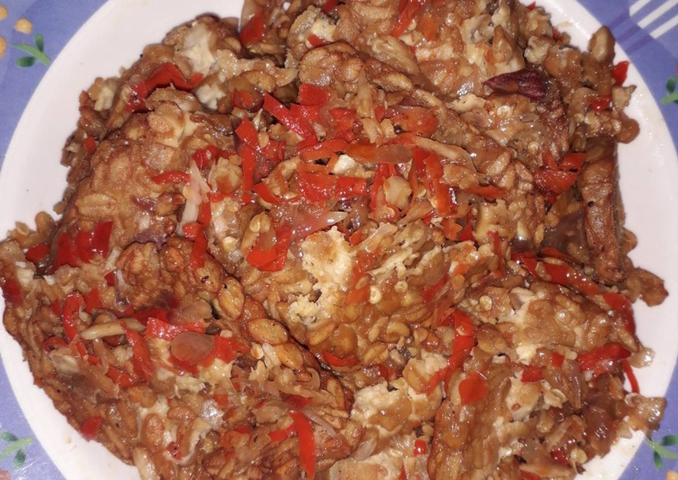 Tempe geprek sambel bawang