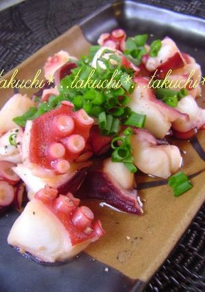 A picture of Octopus with Garlic, Butter and Ponzu Sauce.