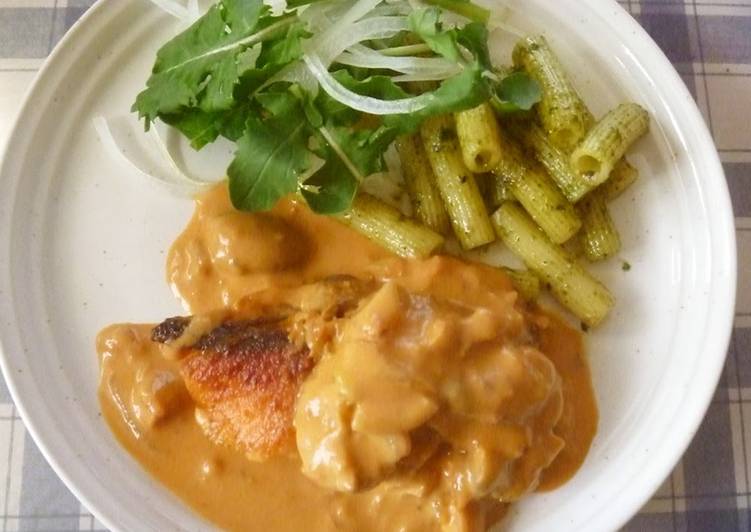 Simple Way to Prepare Super Quick Homemade Salmon Meunière with Creamy Tomato Sauce