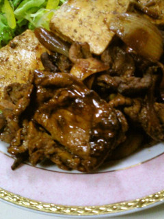 A picture of Firm Tofu & Pork Stir-Fried with Ginger.