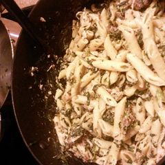 A picture of Chicken Alfredo Parmesan.