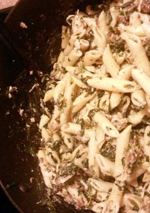 A picture of Chicken Alfredo Parmesan.