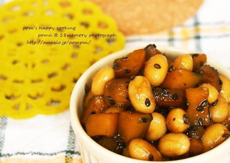 Recipe of Stir Fried and Candied Diced Kabocha Squash and Soy Beans in 19 Minutes for Mom