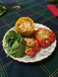 A picture of Greek Style Couscous Stuffed Peppers.