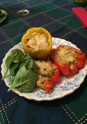 A picture of Greek Style Couscous Stuffed Peppers.