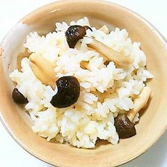 Rice Cooked with Dried Shimeji Mushrooms A picture of Rice Cooked with Dried Shimeji Mushrooms.