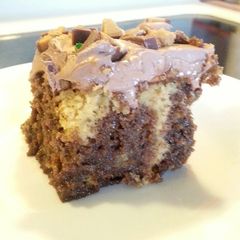 A picture of Chocolate Peanut Butter Poke Cake.