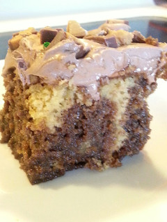 A picture of Chocolate Peanut Butter Poke Cake.