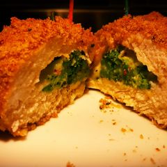 A picture of Broccoli stuffed chicken.