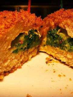 A picture of Broccoli stuffed chicken.