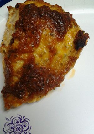 A picture of Parmesan crusted chicken.