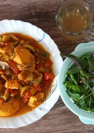 عکسی از دستور خوراک مرغ تند رژیمی🌶🤯😵‍💫