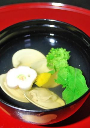 A picture of Clear Clam Soup for Doll's Festival or Okuizome (Symbolic First Meal Ritual).