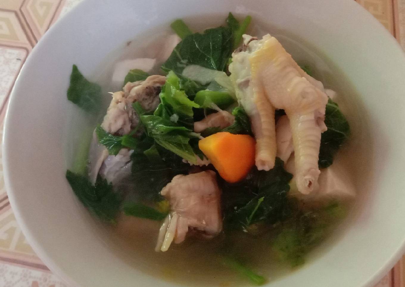 Sop ayam tahu pelangi