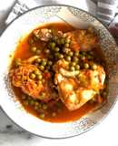 Pechuga de pollo y muslos a la portuguesa