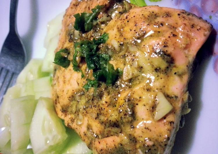 Recipe of Award-winning Super Quick Pan Seared Salmon with Mustard and Basil