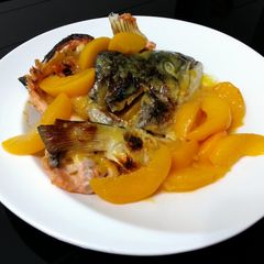 A picture of Salmon In Honey Peach Sauce.