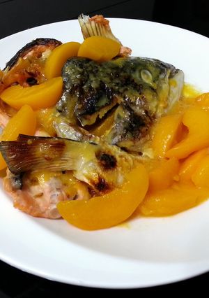 A picture of Salmon In Honey Peach Sauce.