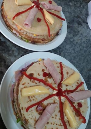 Una foto de Torre de panqueques de harina de avena