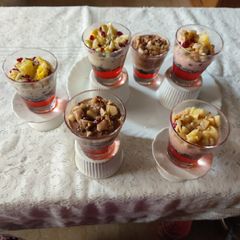 A picture of Fruit creamy yummy healthy Desert / all children's favorite.